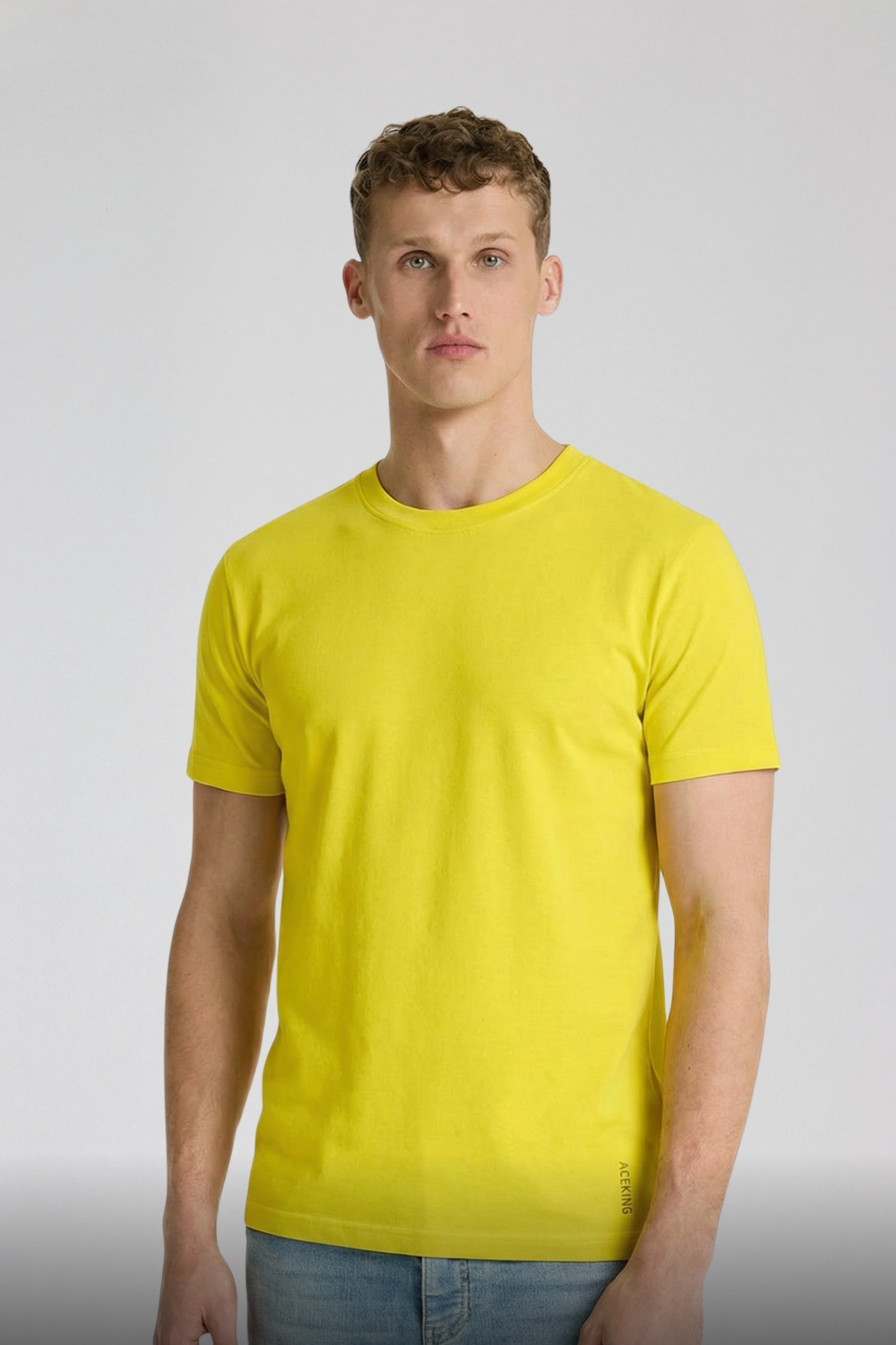 Printed Round Neck T-Shirt (Lemon Yellow)