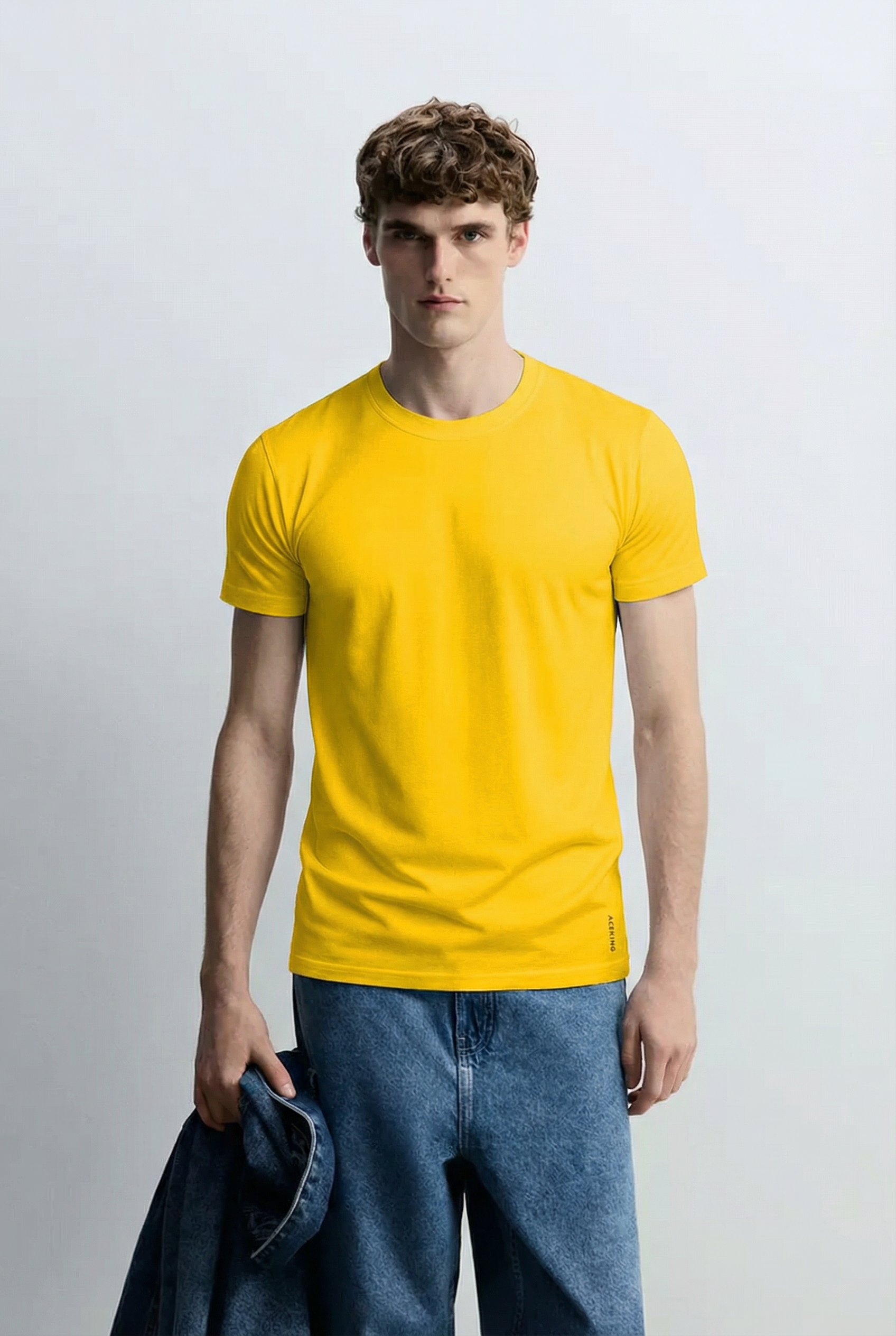 Plain Round Neck T-Shirt (Amber Yellow)